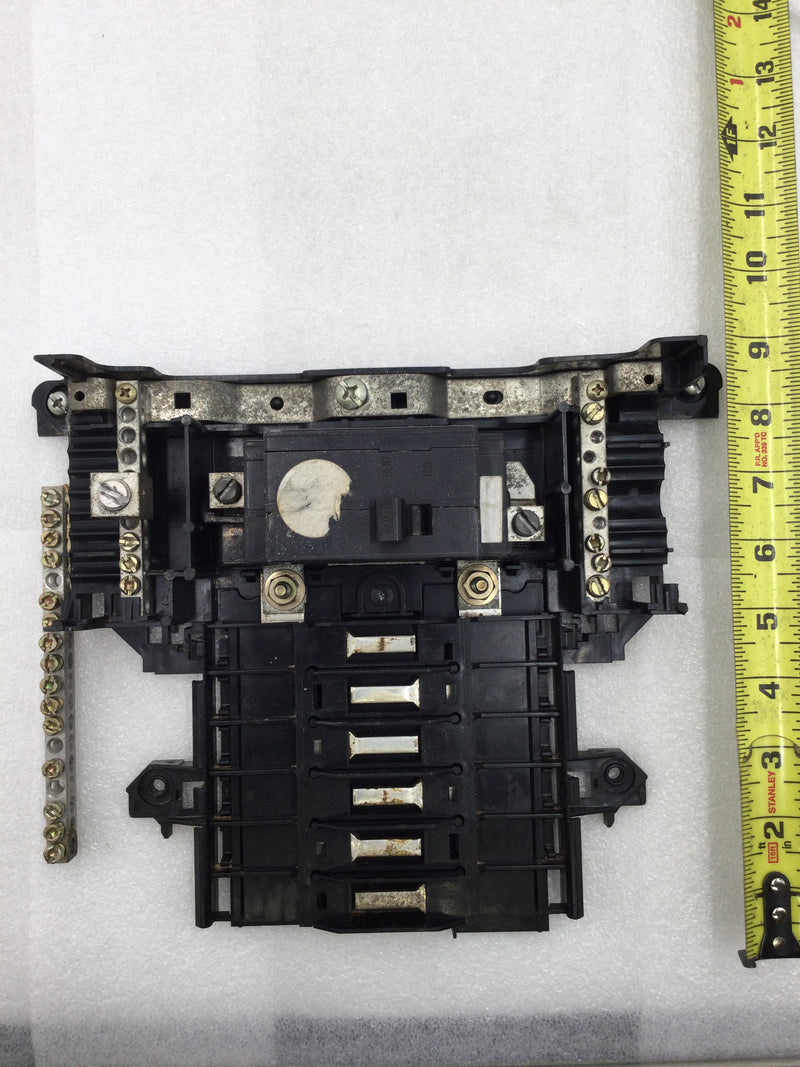 Square D QO16US Load Center 100 Amp 120/240 VAC 1 Phase 6 Space 12 Circuit Guts with breaker Only 10.5" x 8.5"