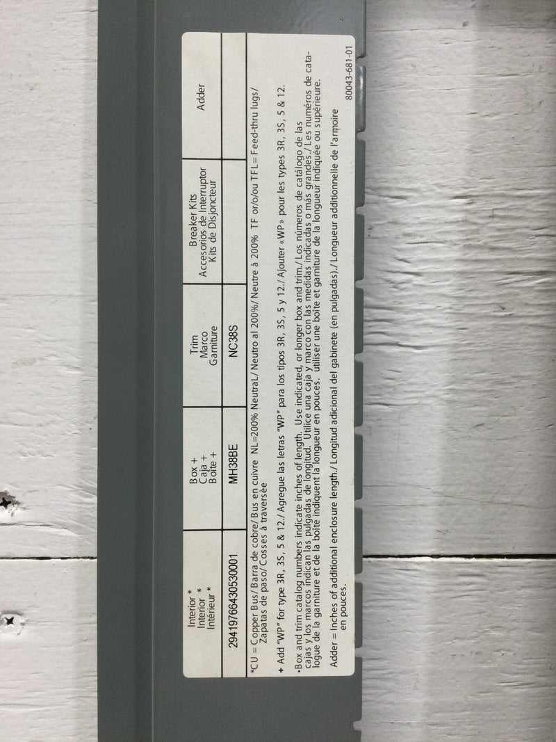 Square D Schneider Electric NQ Deadfront 29 7/8" x 12 3/8"