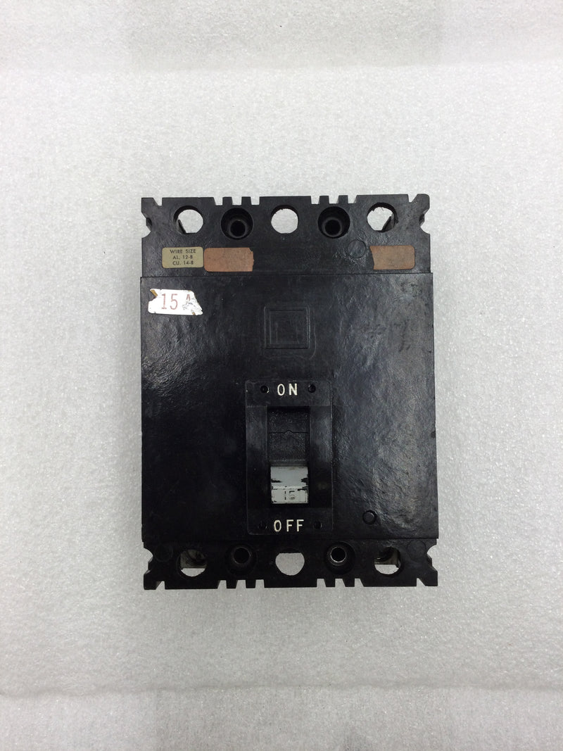 Square D FHL26015 15 Amp 2 Pole Main Circuit Breaker