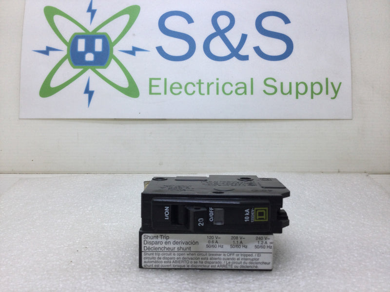 Square D QOB1201021 20 Amp Single Pole QOB Type Circuit Breaker with Shunt Trip