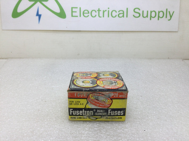 Fusetron T20 20A 125V Time Delay Dual Element Screw In Type Fuse