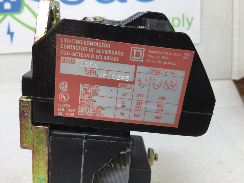 Square D 8903LO04V02 30 Amp 4 Pole Lighting Contactor 120V 60HZ Series C 0325