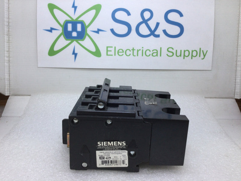 Siemens Q2200B 200 Amp 2 Pole 120/240V Plug on Circuit Breaker