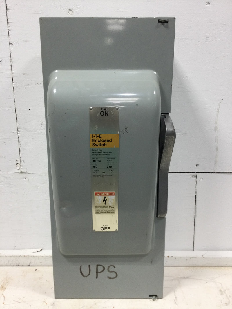 Siemens JN324 200 Amp 15 HP General Duty Fused Safety Switch 2 Pole 240 VAC Nema Type 1 Enclosure