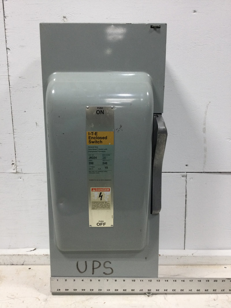 Siemens JN324 200 Amp 15 HP General Duty Fused Safety Switch 2 Pole 240 VAC Nema Type 1 Enclosure