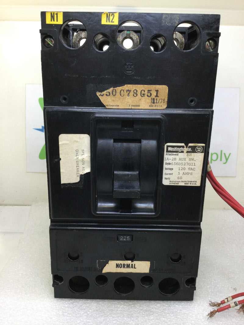 Westinghouse LB3400F w/225 Amp Trip 400 Amp 3 Pole 600 VAC Circuit Breaker