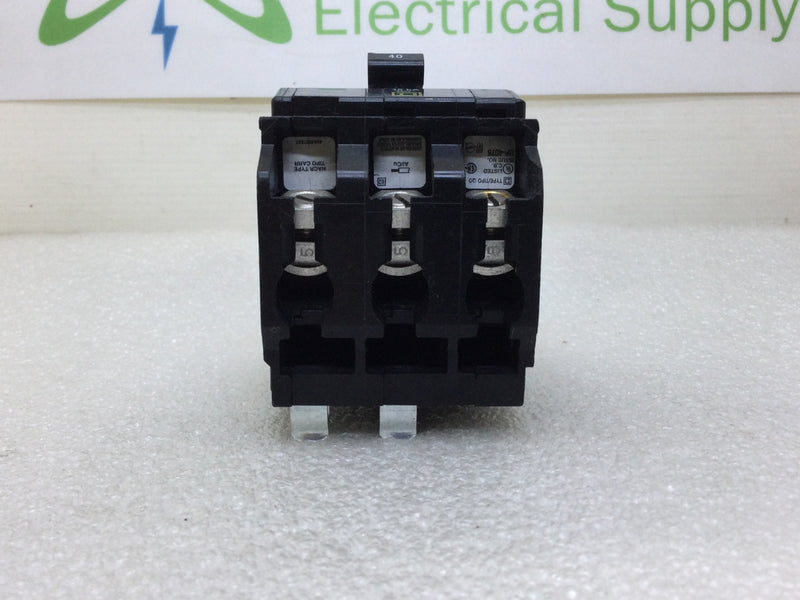 Square D QO340 40 Amp 3 Pole 240VAC HACR Type Circuit Breaker - Yellow Face