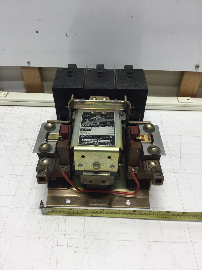 Square D 8536 E0-1 Nema Size 3 Starter 100 Amp 3 Phase 110-550 VAC 7.5 to 50 HP