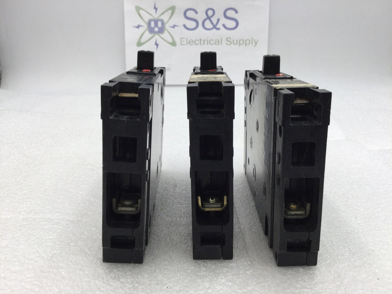 Lot of 3 - ITE/Siemens E41B020 Type E4 Single Pole 20 Amp 120/277V Bolt on Circuit Breaker