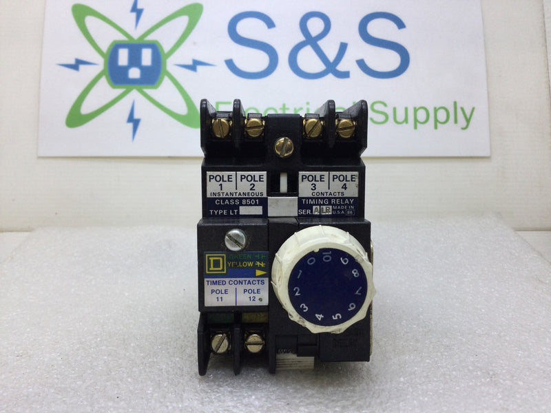 Square D 8501 L0-00 AC Operated Timer Control Relay with Adjustable Time Delay and 120 VAC Coil