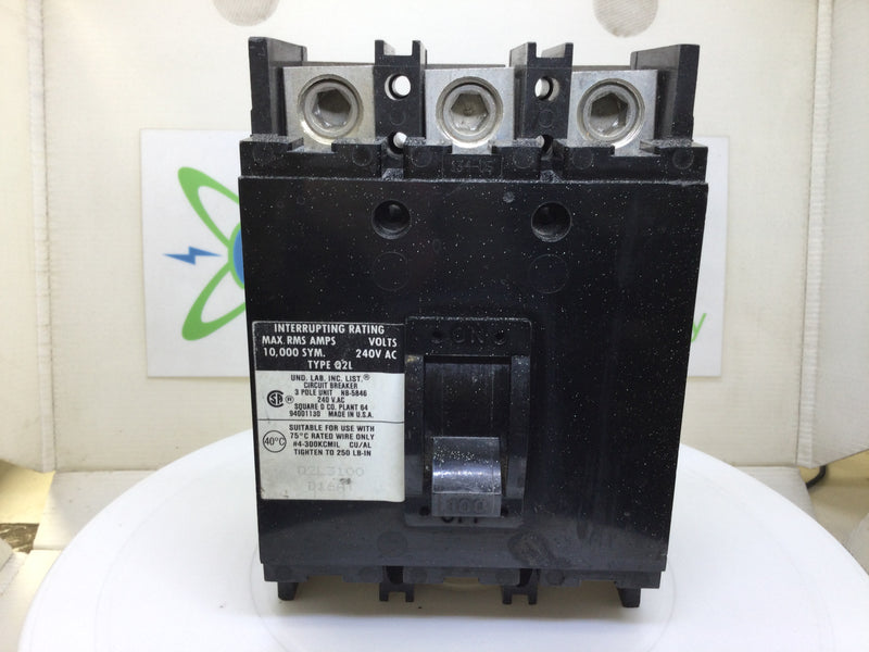 Square D Q2l3100 100 Amp 3 Pole 240 Vac Type Q2l Breaker