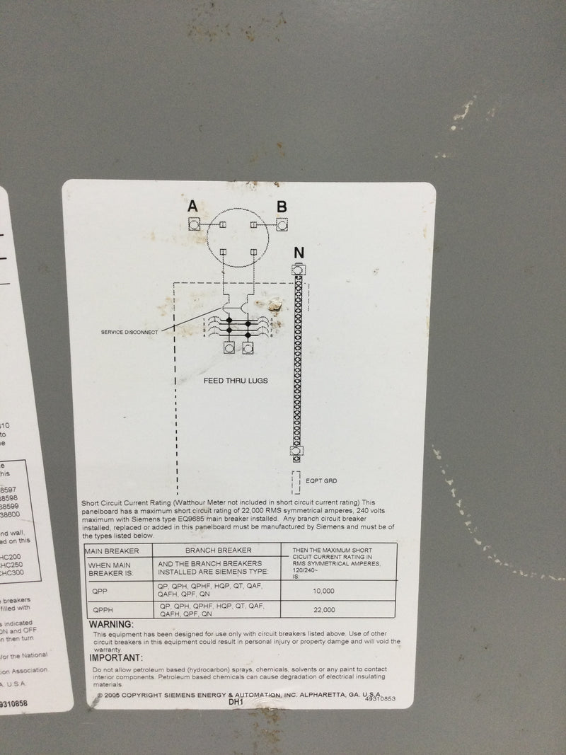 Siemens MC0816B1150RCT Rainproof Combination Metering Door Only 150 Amp 120/240V 18 1/8" x 14 3/8"