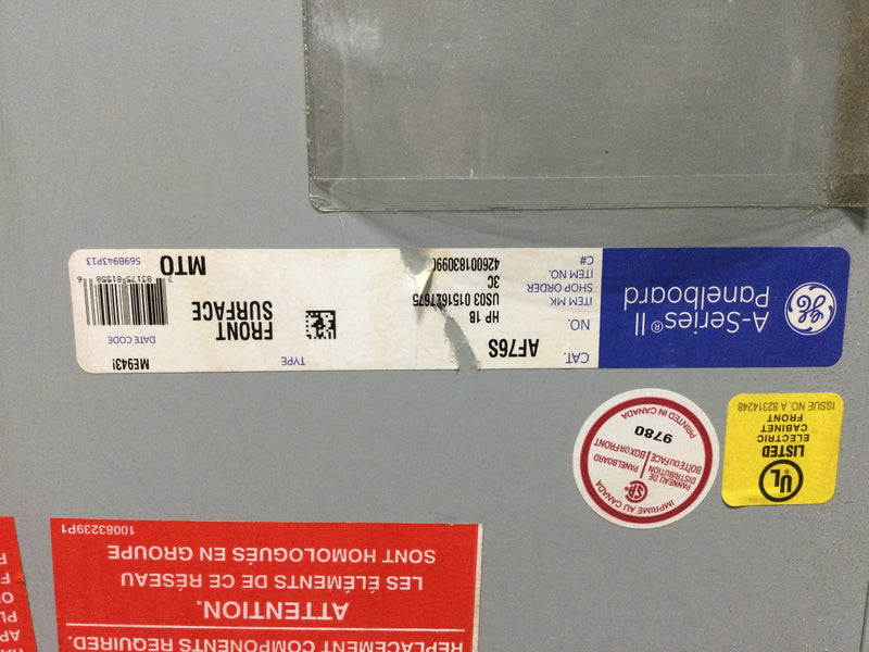 GE AEF3424KBX A-Series II Panelboard 400 Amp, 480/277V, 3P/4WA 42 Space