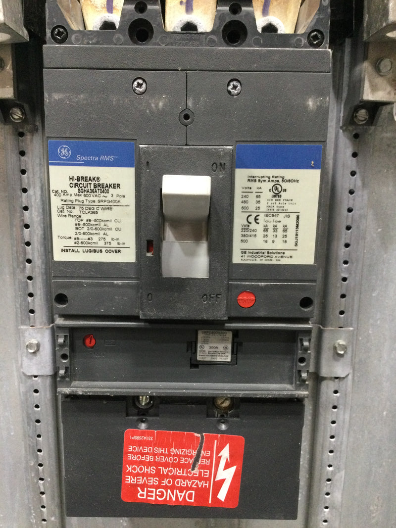 GE AEF3424KBX A-Series II Panelboard 400 Amp, 480/277V, 3P/4WA 42 Space