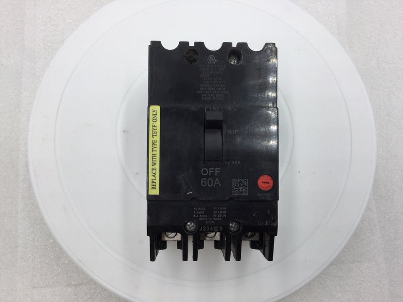 GE General Electric TEYF360 60 Amp 3 Pole 480/277v Circuit Breaker