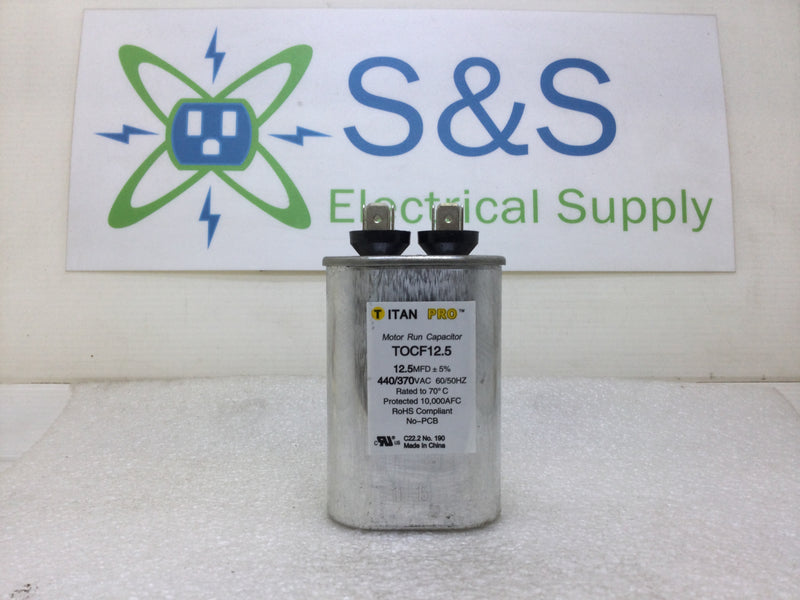 Packard Titan Pro TOCF12.5 12.5 MFD +/- 5% 440/370 VAC Motor Run Capacitor