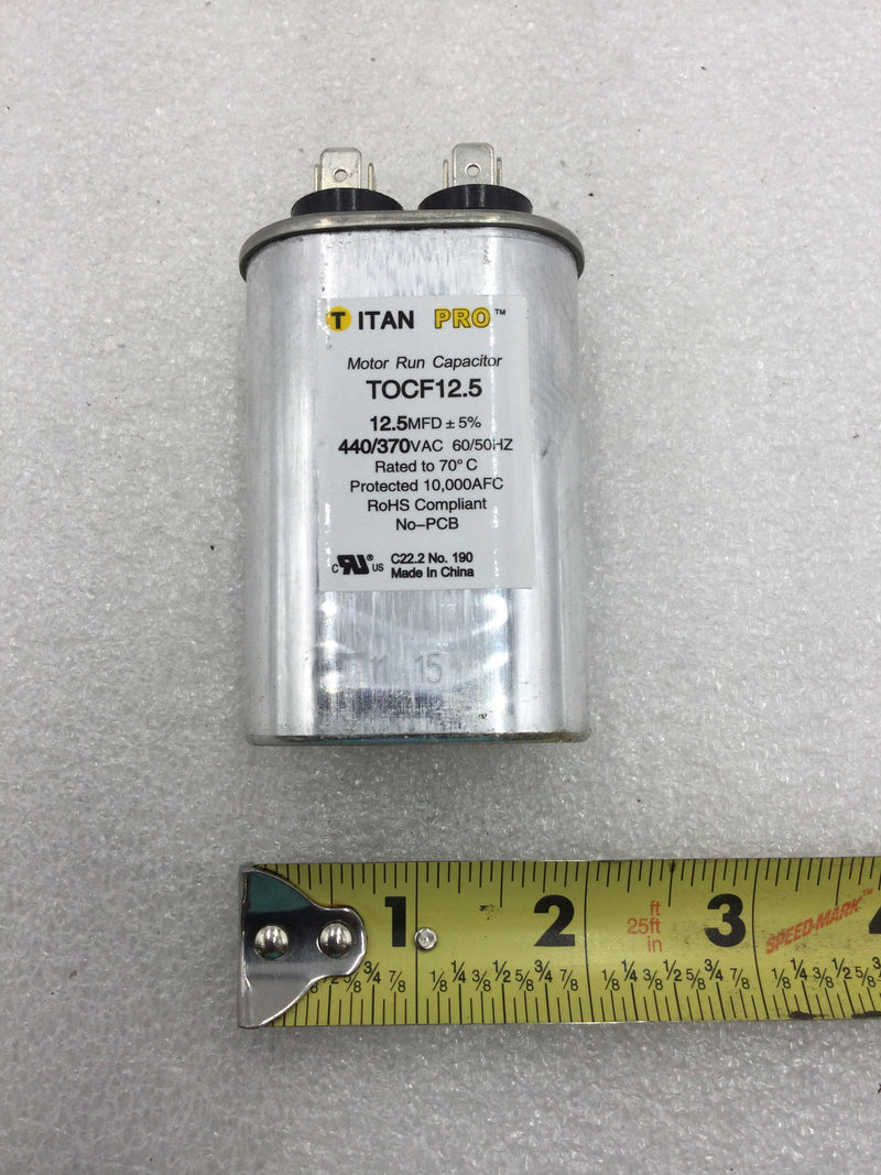 Packard Titan Pro TOCF12.5 12.5 MFD +/- 5% 440/370 VAC Motor Run Capacitor