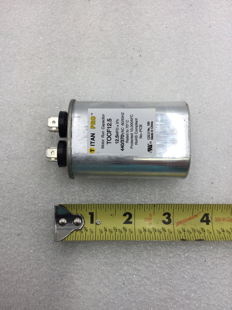 Packard Titan Pro TOCF12.5 12.5 MFD +/- 5% 440/370 VAC Motor Run Capacitor