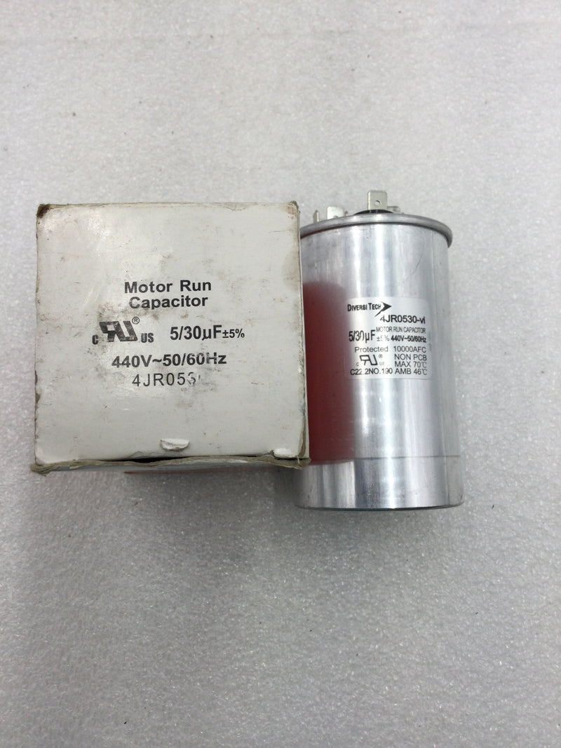 DiversiTech 4JR0530-VI Dual Motor Run Capacitor 5/30 uF +/- 5% 440 VAC 50/60 Hz