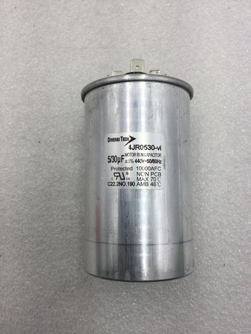 DiversiTech 4JR0530-VI Dual Motor Run Capacitor 5/30 uF +/- 5% 440 VAC 50/60 Hz