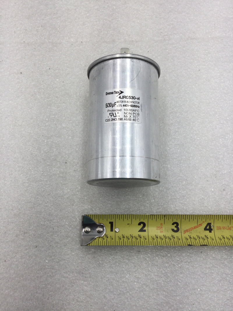 DiversiTech 4JR0530-VI Dual Motor Run Capacitor 5/30 uF +/- 5% 440 VAC 50/60 Hz