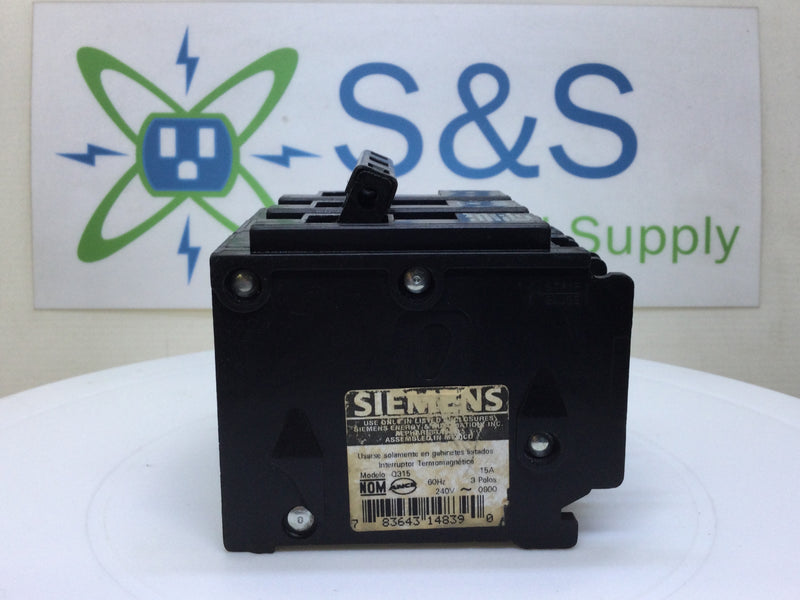 Siemens Q315 15 Amp 3 Pole 240V Push-In Circuit Breaker