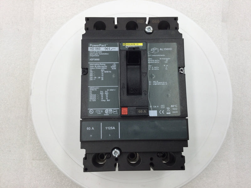 Square D HDP36060 60 Amp 3 Pole PowerPact Circuit Breaker