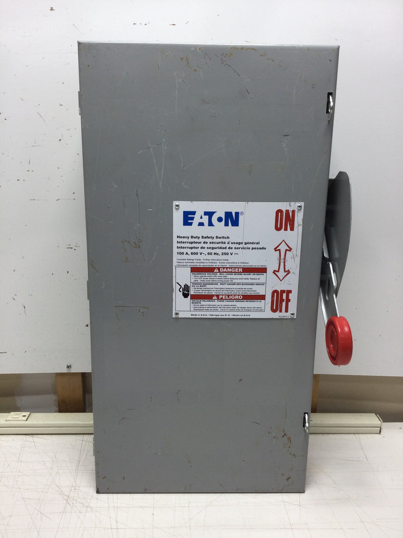 Eaton DH363UGK Type 1 Heavy Duty Safety Switch 100 Amp 3 Phase 240-600 VAC Non-Fused