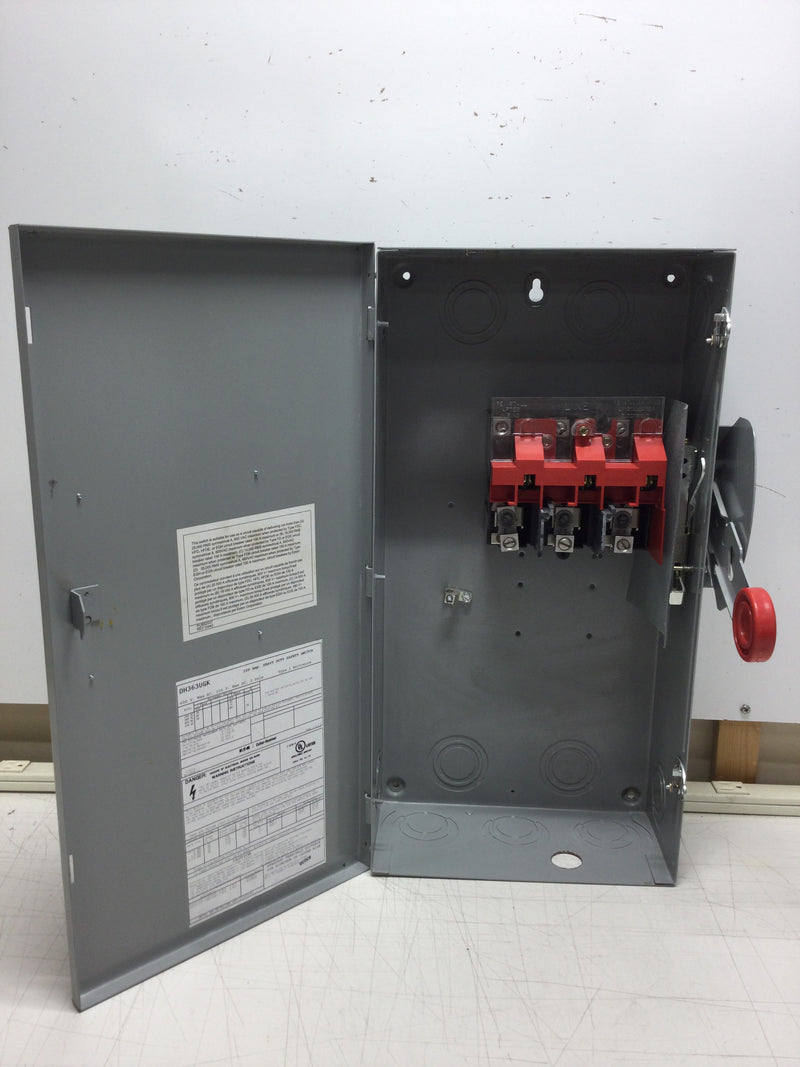 Eaton DH363UGK Type 1 Heavy Duty Safety Switch 100 Amp 3 Phase 240-600 VAC Non-Fused