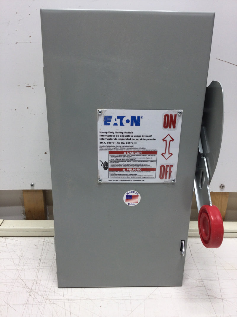 Eaton DH361NGK Nema Type 1 30 Amp 3 Phase 277-600 VAC Fusible Heavy Duty Safety Switch