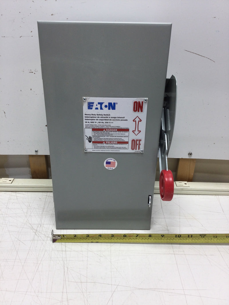 Eaton DH361NGK Nema Type 1 30 Amp 3 Phase 277-600 VAC Fusible Heavy Duty Safety Switch