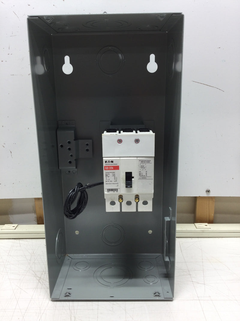 Eaton SGDN100 Indoor Surface Mounted Nema 1 Breaker Enclosure with GD Series 80 Amp Breaker with Shunt Trip (SGD3080S1)