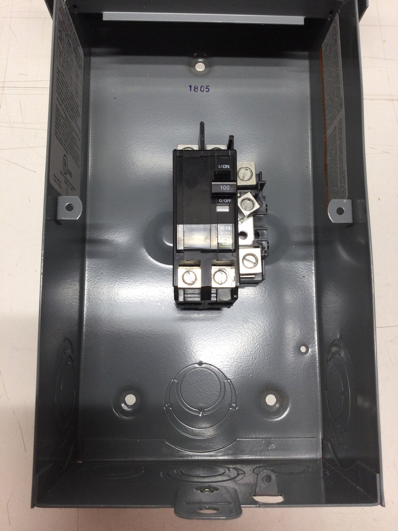 Square D QO2100NRB 100 Amp 120/240 VAC 1 Phase Circuit Breaker Enclosure with 100 Amp 2 Pole Breaker