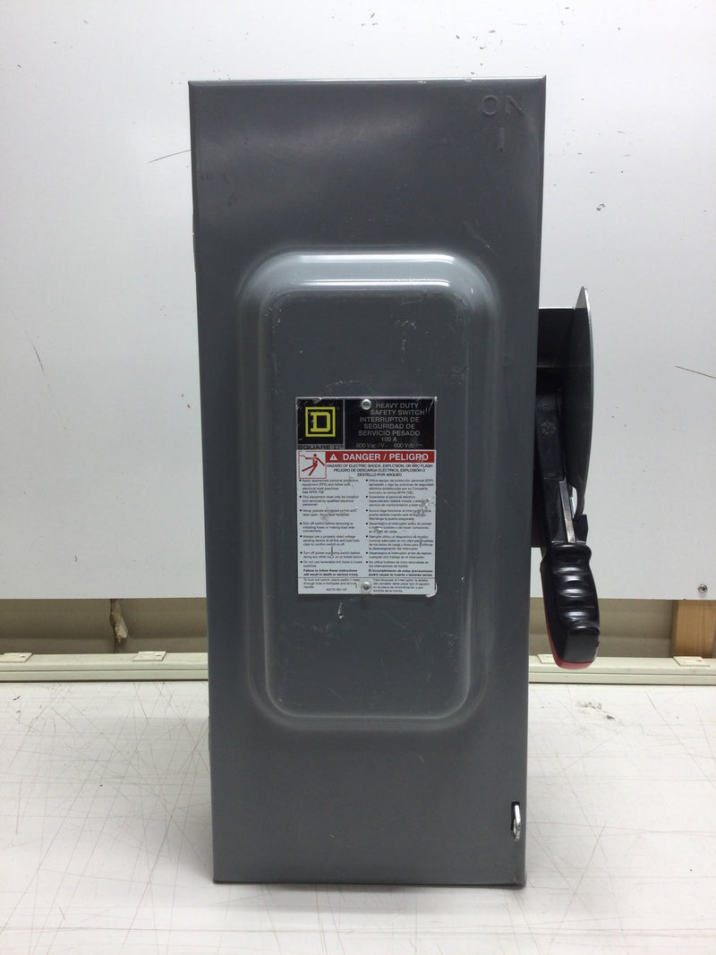 Square D H363 3 Pole 100 Amp 600vac Heavy Duty Fused Safety Switch Series F05 With Electrical Interlock