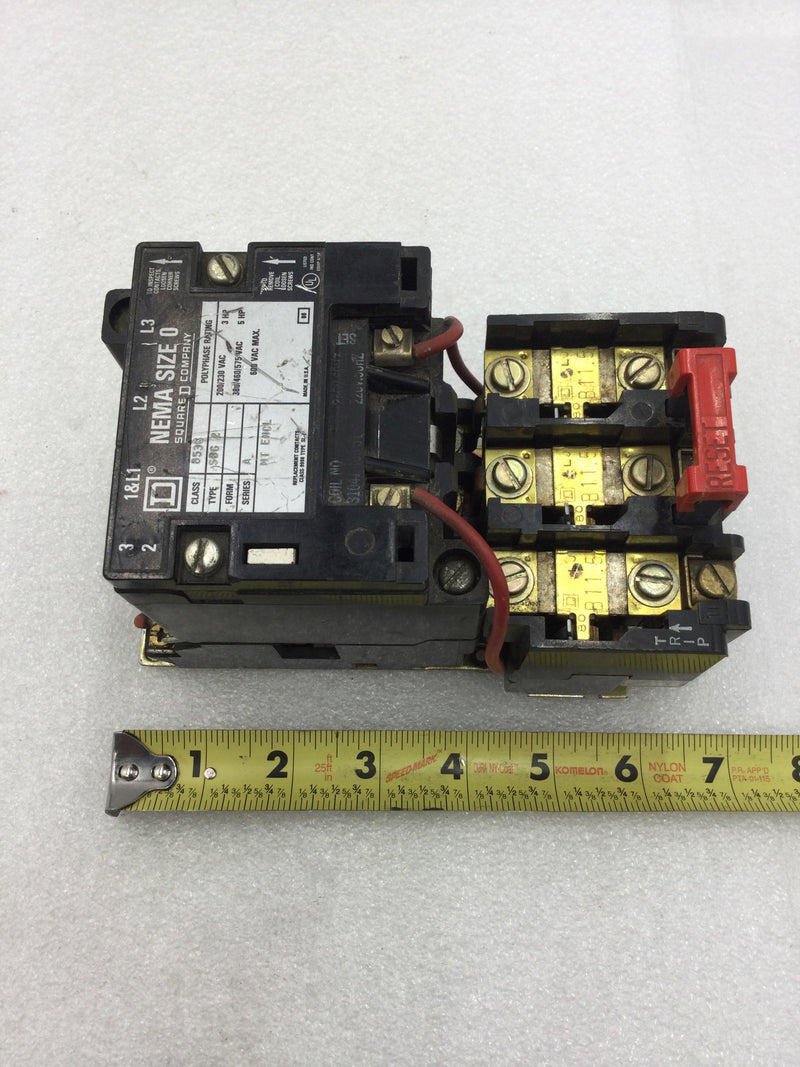 Square D 8536SBG2 Nema Size 0 Series A 3 Phase 200/230 VAC Contactor with 240 VAC Coil (8536SBG-2)