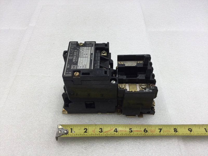 Square D 8536SBG1 Nema Size 0 Series A 2 Pole 115/230 VAC Contactor/Starter with 120 VAC Coil