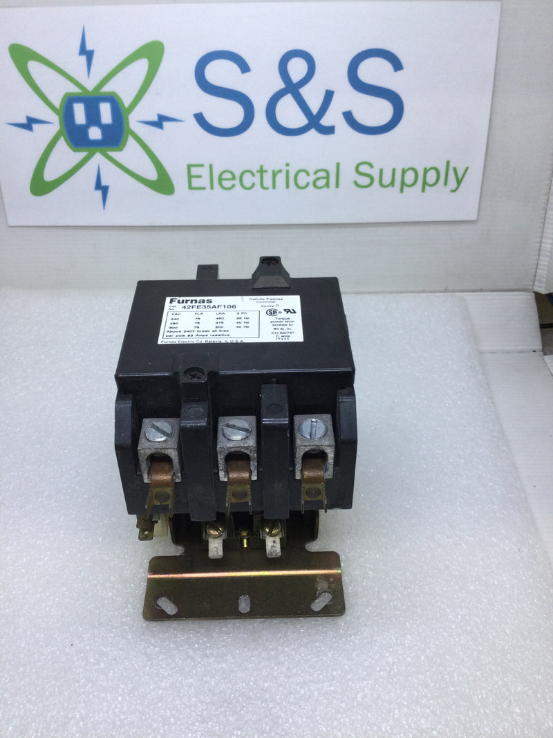 Siemans Furnas 42FE35AF106 Definite Purpose Magnetic Contactor 240/480/600 VAC 75 Amp