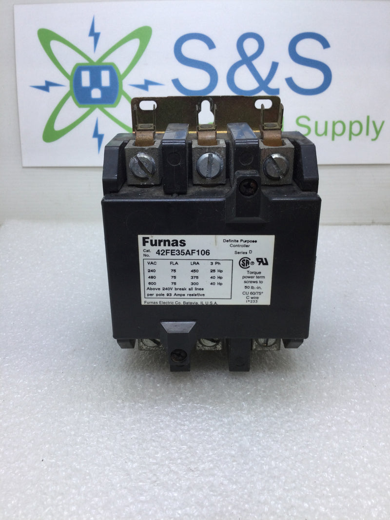 Siemans Furnas 42FE35AF106 Definite Purpose Magnetic Contactor 240/480/600 VAC 75 Amp