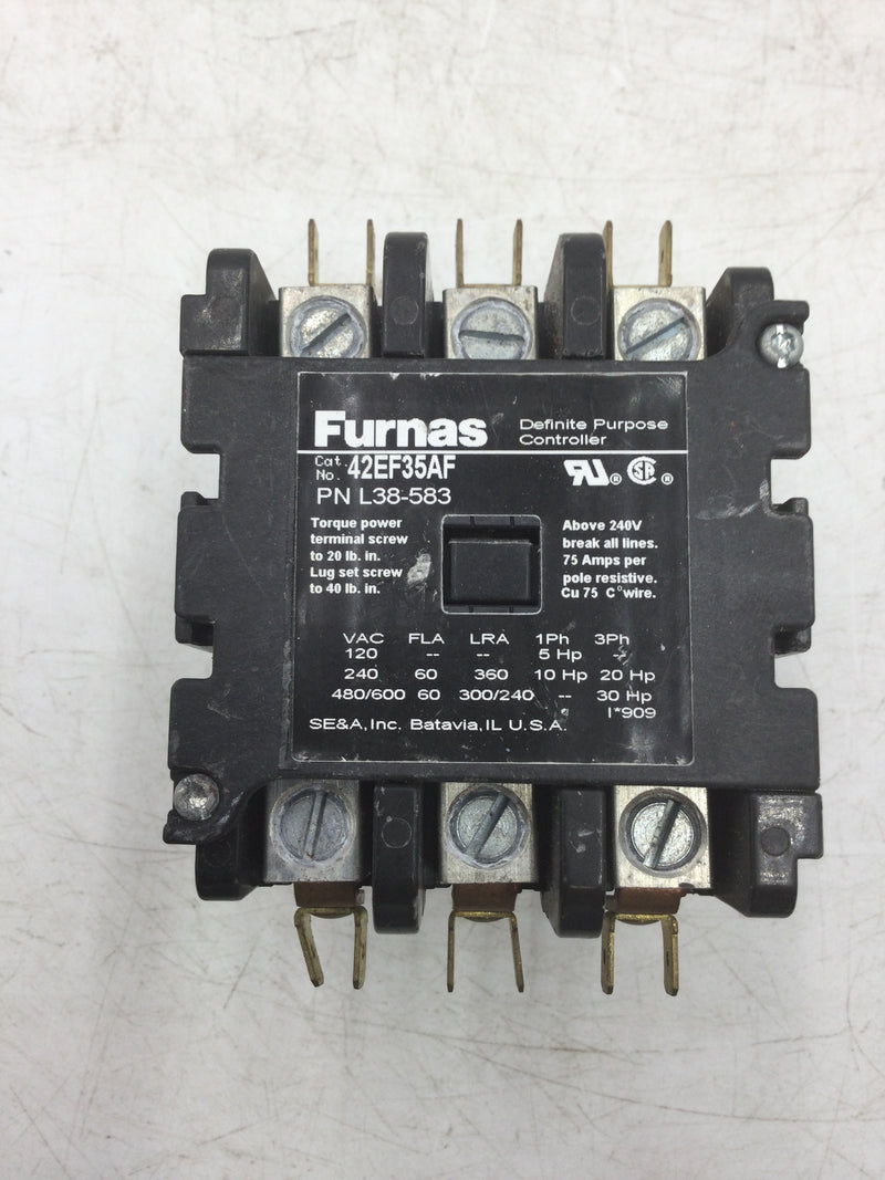 Furnas 42EF35AF Definite Purpose Controller/Contactor 120/240/480/600 VAC 3 Phase