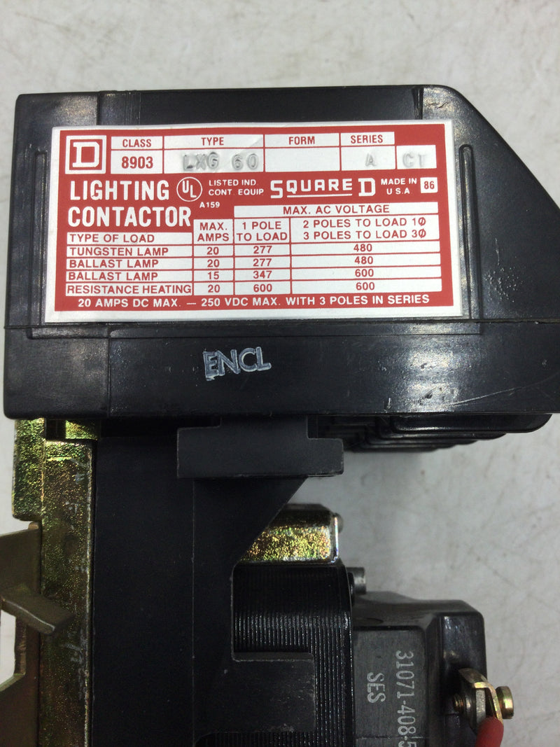 Square D 8903LXG60 6 Pole 120V Coil Lighting Contactor 30 Amp 600 Volt Series A