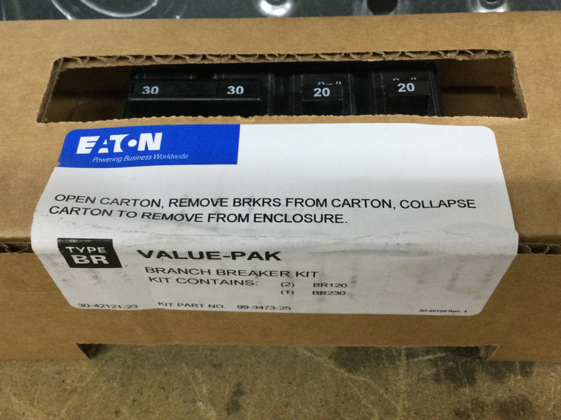 Eaton BRP20B100V25 100 Amp 20 space/ 40 Circuit Indoor Main Breaker  Plug On Neutral Load Center Value Pack includes ((2) BR120 and (1) BR230)