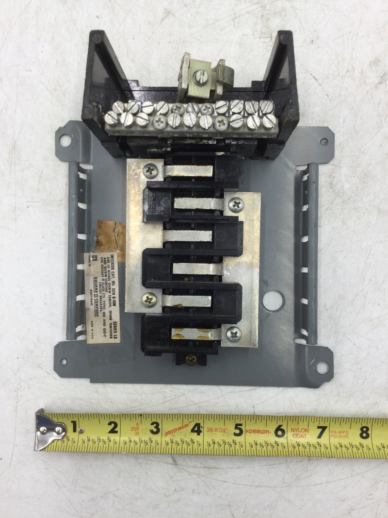 Square D QON8-16M 6 Space 12 Circuit 100 Amp 120/240 VAC Guts Only 7" X 7"