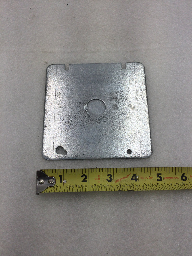 Crouse-Hinds 4 11/16" Steel Flat Blank Square Box Cover Plate with 1/2" Center Knockout