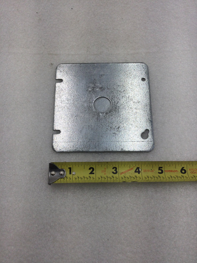 Crouse-Hinds 4 11/16" Steel Flat Blank Square Box Cover Plate with 1/2" Center Knockout