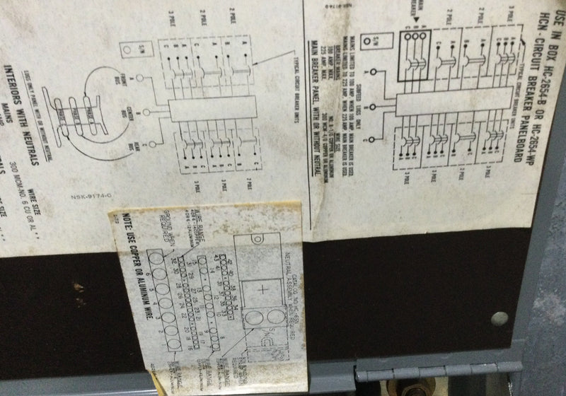 Square D 64468-1B 225 Amp 277/480V 3 Phase 4 Wire Panelboard 54" x 26"