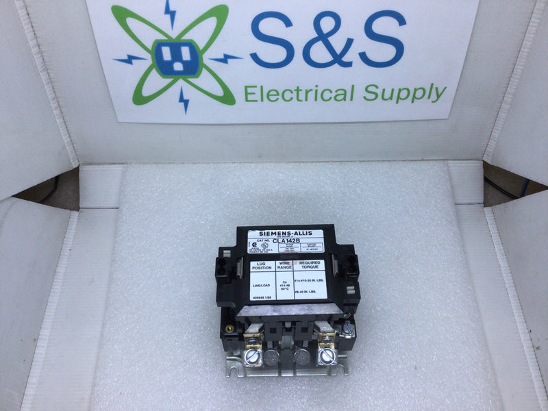 Siemens-Allis CLA142B Contactor 20 Amp Load 277V/Line 480V