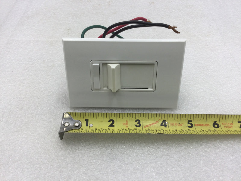 Leviton Renoir 81000-3W 3-Way 1000 Watt 120 VAC Slide Dimmer Incandescent in White with On/Off Switch