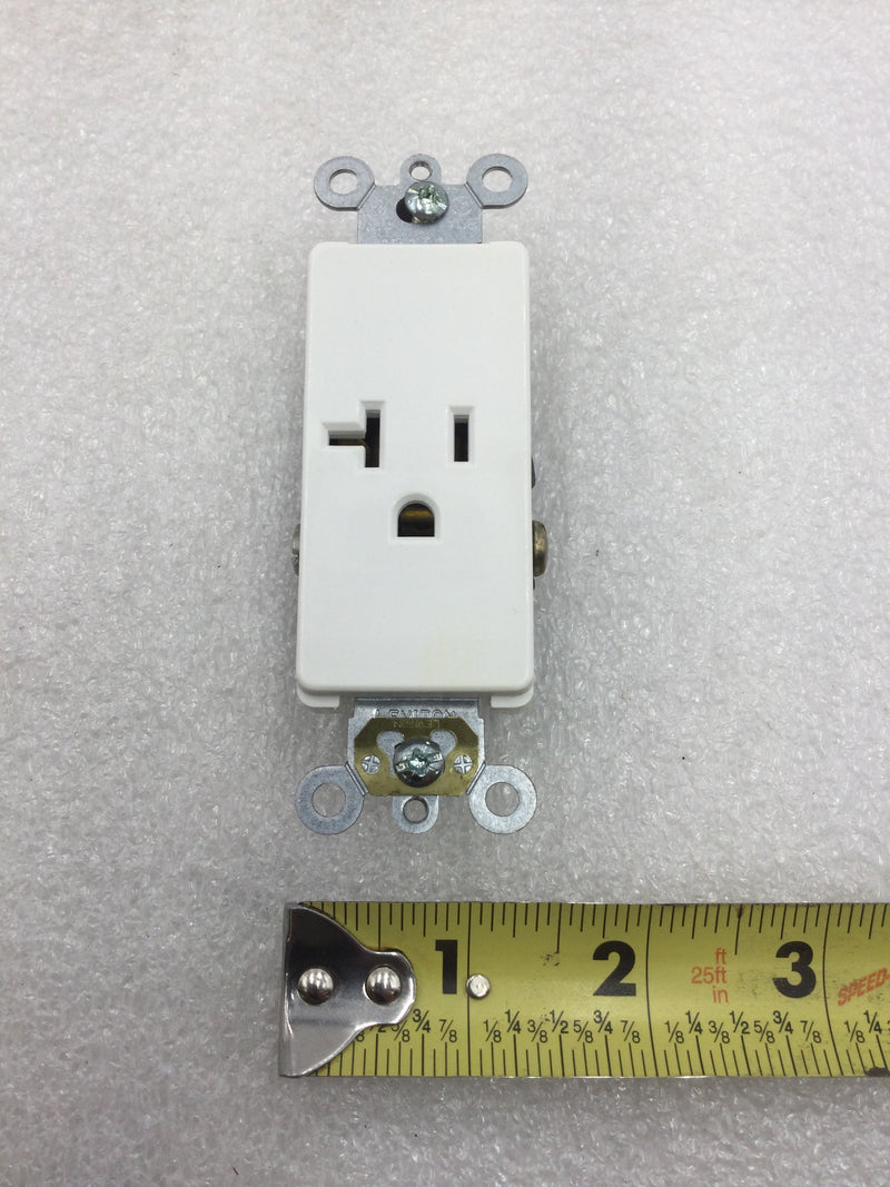 Leviton 16341-W Commercial Grade Self Grounding Single Receptacle 20 Amp 125 VAC in White