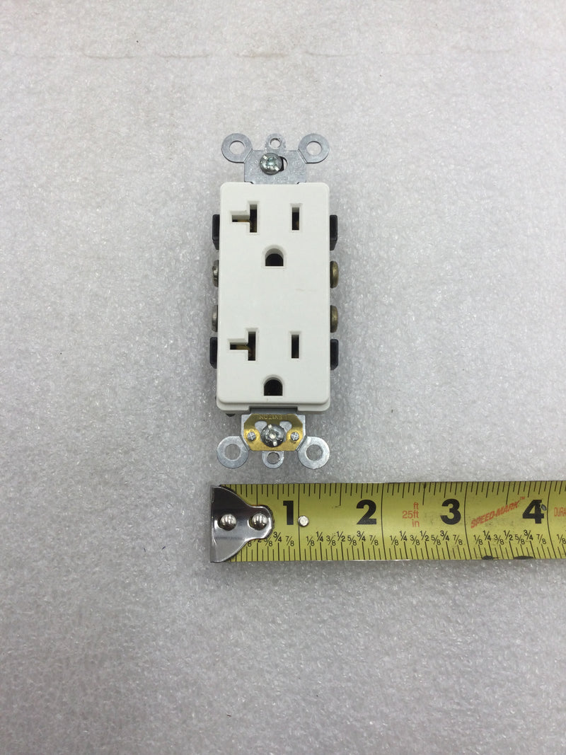 Leviton 16342-W Commercial Grade Self Grounding Duplex Receptacle 20 Amp 125 VAC in White