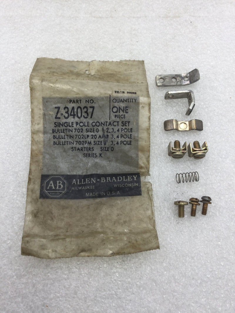 Allen-Bradley Z-34037 Single Pole Contact Kit Size 0 or 20 Amp for Contactor and Starter